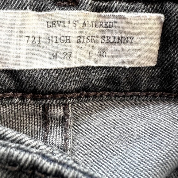 Levi's Altered 721 High Rise Skinny Gray Raw Hem Jeans Size 27 - Picture 9 of 11